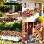 Der Rose 24 Bundles Artificial Flowers for Outdoors Fake Ferns UV Resistant Faux Spring Flowers for Outdoor Planters Home Garden Patio Front Porch Decor