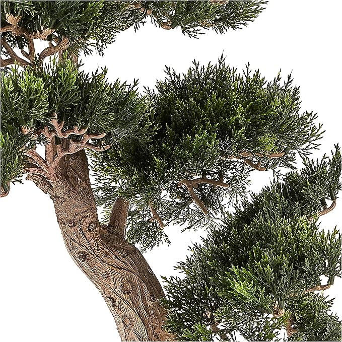 Nearly Natural 4103 24in. Cedar Bonsai Silk Plant,Green