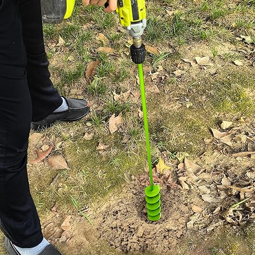 3" x 24" Garden Auger Drill Bit for Planting and Post Hole Digging - Upgraded Spiral Design, Solid Shaft - Hex Driver Drill Compatible