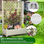 EasyUp Raised Garden Bed with Trellis for Climbing Plants,Outdoor Herb Garden Planter with Drainage Plug and Gauge,Durable Dust-Proof Resin for Garden, Patio, Balcony, and Backyard