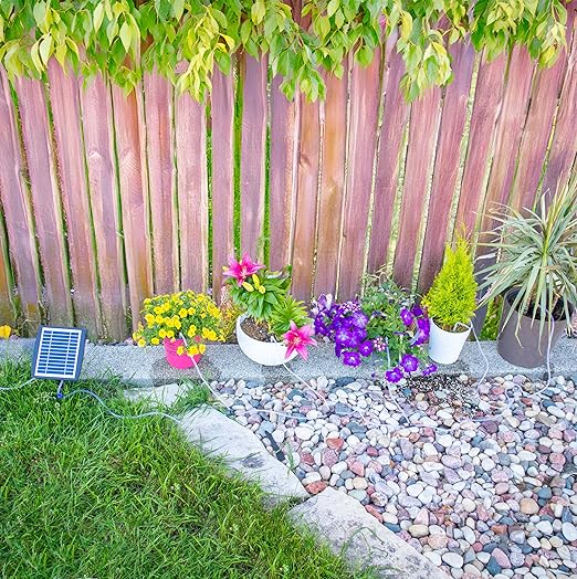 Solar Self Watering Plant Drip Irrigation System for 15 Plants Multiple Automatic Control Modes - Portable DIY Kit for Indoor/Outdoor Gardens, Patios, Balconies, and Vacation Plant Care
