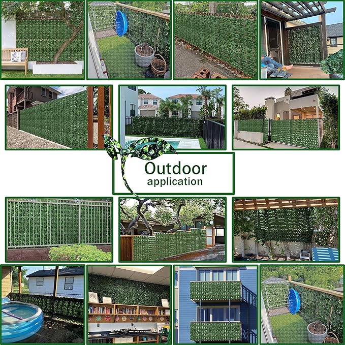 ODTORY Artificial Fence Privacy Screen: 5FT x 50FT UV-Anti Faux Greenery Backdrop Ivy Chain Link Shades Panels for Patio, Balcony, Garden,Deck,Backyard Indoor Outdoor Green Wall Decor