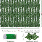 Odtory Artificial Ivy Privacy Fence Wall Screen: 72 x144 in UV-Anti Faux Greenery Backdrop Ivy Vine Leaf Hedges Fence Panels for Patio, Balcony, Garden, Backyard Indoor Outdoor Green Wall Decor