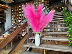 Premium Faux Hot Pink Pampas Grass – Fuchsia 43.3″ 8pcs Tall Fluffy Decor, No Assembly 18-Branch One-Piece Stems for Floor Vase Decor, Luxury Silk-Feel Feather Flowers (8 pcs/110cm)