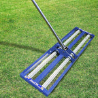Updated Lawn Leveling Rake 30"x10", Lawn Leveler with Aluminum Rollers, Yard Leveling Rake Stainless Steel with 27-80" Adjustable Handle, Heavy-Duty Ground Leveler Suit for Garden,Golf,Lawn,Farm,Blue