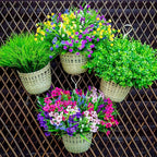 Fake Plants Flowers Outdoor Artificial Shrubs - 16 Bundles UV Resistant No Fade Faux Plastic Greenery Home Garden Porch Patio Decoration Office Indoor (Green)