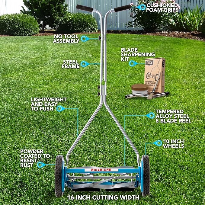 American Lawn Mower Company 2605-16SK 16-Inch 5-Blade Reel Push Lawn Mower