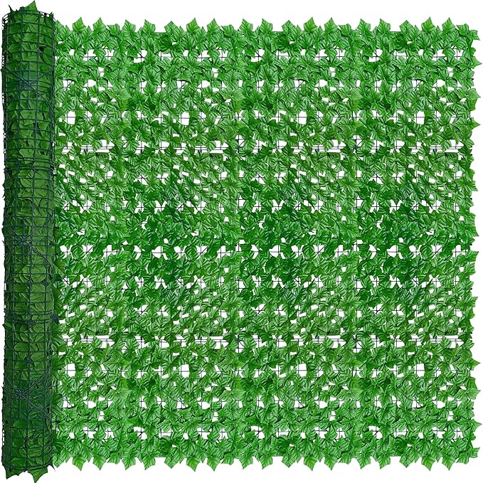ODTORY Artificial Ivy Privacy Fence Wall Screen: 72 X144 in UV-Anti Faux Greenery Backdrop Ivy Vine Leaf Hedges Fence Panels for Patio, Balcony, Garden, Backyard Indoor Outdoor Light Green Decor