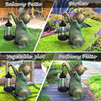 Cat Garden Statue Outdoor Décor with Solar Lights Lantern,Cat Solar Light Figurines Outside Decorations for Yard，Lawn Patio, Balcony, Unique Housewarming Gifts