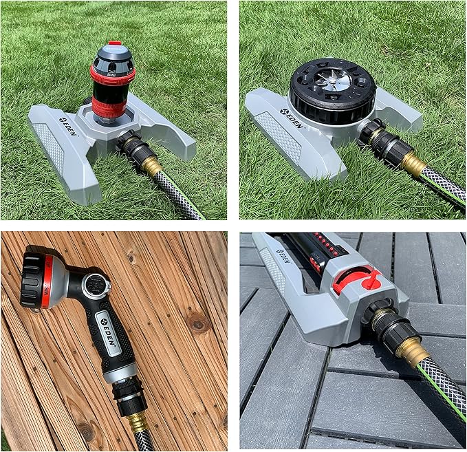 Eden 94269 Heavy Duty Metal Garden Hose Quick Connect with Water Stop Set, 4 pc