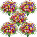 Der Rose 24 Bundles Artificial Flowers for Outdoors Fake Ferns UV Resistant Faux Spring Flowers for Outdoor Planters Home Garden Patio Front Porch Decor
