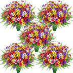 Der Rose 24 Bundles Artificial Flowers for Outdoors Fake Ferns UV Resistant Faux Spring Flowers for Outdoor Planters Home Garden Patio Front Porch Decor