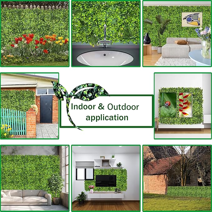 ODTORY Artificial Plant Wall Roll: 72 X144 in (72 sqft) UV-Anti Ivy Privacy Fence Screen Faux Greenery Panels Backdrop Boxwood Ivy Vine Leaf Hedge Fence for Indoor Outdoor Green Decor