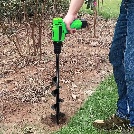 SYITCUN Auger Drill Bit for Planting - 4"X24" Heavy-Duty Auger Post Hole Digger for Fence- 1/2" Hex Drive Drill