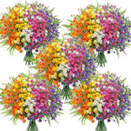 Der Rose 24 Bundles UV Resistant Artificial Flowers for Outdoors Faux Ferns Fake Plastic Flowers for Spring Home Garden Courtyard Patio Front Porch Decor