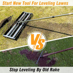 Updated Lawn Leveling Rake 30"x10", Lawn Leveler with Aluminum Rollers, Yard Leveling Rake Stainless Steel with 27-80" Adjustable Handle, Heavy-Duty Ground Leveler Suit for Garden, Golf Lawn, Farm