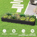 Outsunny Galvanized Raised Garden Bed, 8' x 3' x 1' Metal Planter Box, for Growing Vegetables, Flowers, Herbs, Succulents, Black
