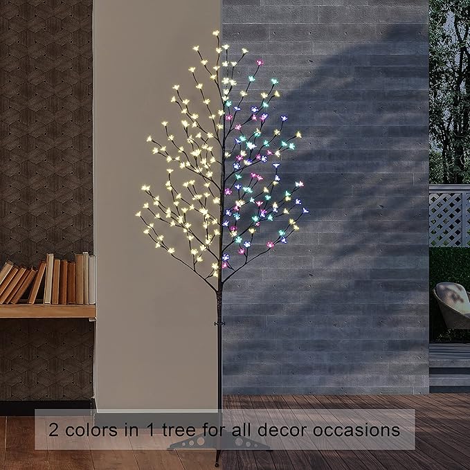 Lightshare Set of 3 LED Cherry Blossom Trees, 4FT 5FT and 6FT Lighted Artificial Trees Multicolor with Remote Contrl for Decoration Inside and Outside, Home Patio Wedding Festival Christmas Decor