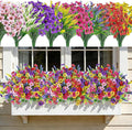 Der Rose 24 Bundles Artificial Flowers for Outdoor Fake Spring Flowers Plants UV Resistant for Home Garden Porch Window Wedding Decor