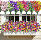 Der Rose 24 Bundles Artificial Flowers for Outdoor Fake Spring Flowers Plants UV Resistant for Home Garden Porch Window Wedding Decor