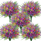 Der Rose 24 Bundles Fake Flowers Spring Artificial Flowers for Outdoors, UV Resistant Silk Flowers for Garden Patio Porch Farmhouse Home Decor (Colourful)