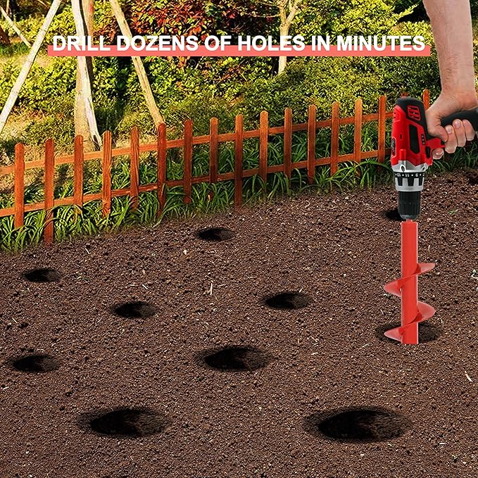 SYITCUN Auger Drill Bit for Planting - 4" X 12" Heavy-Duty Garden Auger Spiral Drill Bit - Bulb Planter Tool & Auger Post Hole Digger - 3/8" Hex Drive Drill
