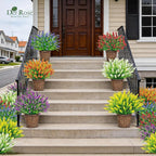 Der Rose 24 Bundles Artificial Plants Outdoor Fake Lavender Flowers UV Resistant Faux Plants Monkey Grass for Garden Porch Fence Patio Window Box Decor（Colorful）