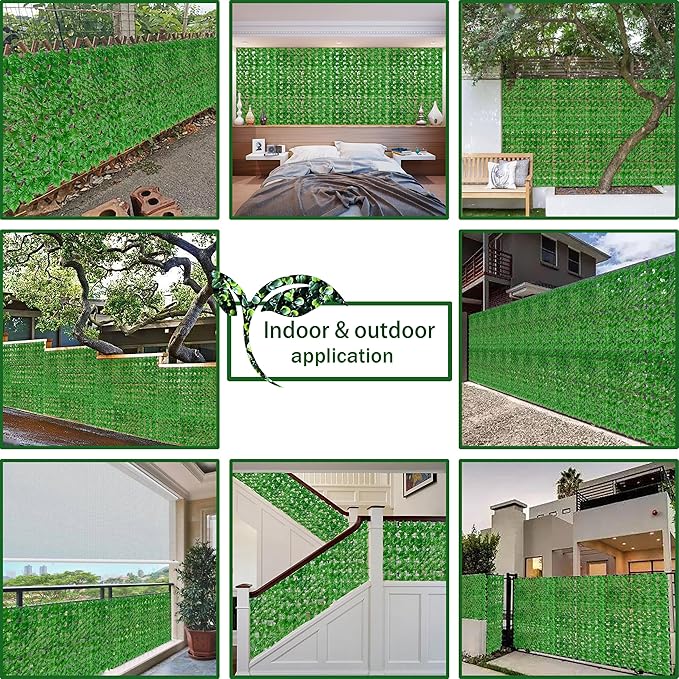 ODTORY Artificial Ivy Privacy Fence Wall Screen: 72 X144 in UV-Anti Faux Greenery Backdrop Ivy Vine Leaf Hedges Fence Panels for Patio, Balcony, Garden, Backyard Indoor Outdoor Light Green Decor