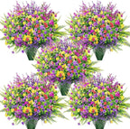 Der Rose 24 Bundles Artificial Flowers Bulk for Outdoors UV Resistant Fake Flowers Spring for Garden Patio Porch Farmhouse Home Window Box Decor（Colourful）