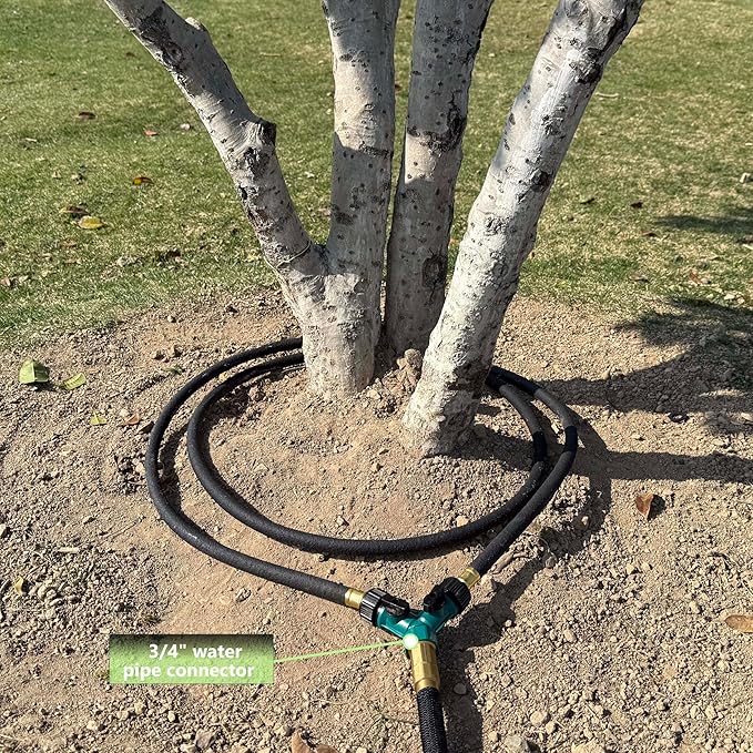 2-PACK 10 FT 1/2" Soaker Hose Slow Release Tree Watering Ring, Automatic Drip Irrigation Watering System, Tree Soaker Ring Hose Great for Deep Root Watering for Trees and Shrubs