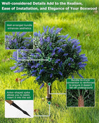 27.55 Inch Artificial Boxwood Trees, 2 Sets Faux Lavender Topiary with Spikes, Pot Filler Fake Shrubs Plants for Outdoor Planters, Round Topiary Bush Balls Front Porch Home Garden Spring Decor