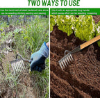 Garden Rake, Gardening Tools Heavy Duty Rake with 7 Metal Tines,Sharp Durable Garden Weeding Tools, All Steel Hardened Hoe Garden Hand Rake Tools for Backyard Lawn Loosening Planting Weeding (7 Tines)