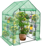 SUNGIFT Walk-in Greenhouse for Outdoors, 57x61x80 Inch Large Greenhouse, 3 Tiers 10 Shelves Mini Green House Kit with Observation Windows Roll-up Door Zipper, Plant Garden Hot House for Herbs, Flowers