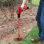 Red Garden Auger Drill Bit for Planting, 1.6"x16.5" Post Hole Digger & Bulb Planter Tool, Fits 3/8" Hex Drive Drill, for Seeds, Flowers, Tree Roots, Fence Posts and so on