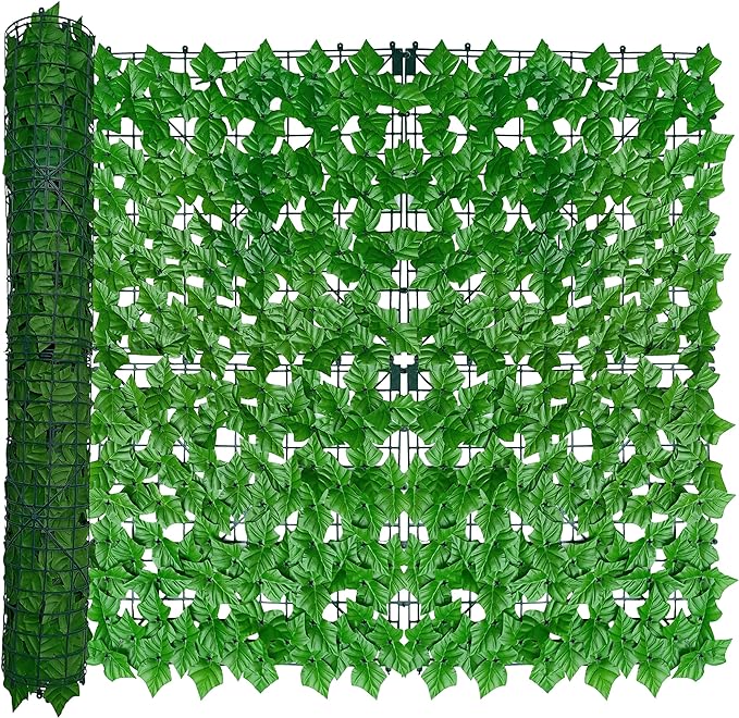 ODTORY Artificial Ivy Privacy Fence Wall Screen,40X120 in UV-Anti Faux Greenery Backdrop Ivy Vine Leaf Hedges Fence Panels for Patio, Balcony, Garden, Backyard Indoor Outdoor Light Green Wall Decor