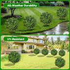 21.6 Inch Artificial Boxwood Topiary Bushes, Set of 4 Fake Shrubs, UV Resistant Plants Faux Topiary Ball Tree for Outdoor Garden Patio Front Porch & Indoor Decor