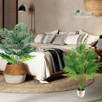 Der Rose 2Pcs Fake Plants 28'' Large Artificial Palm Tree and Faux Plants Indoor Tall in White Pots for Home Office Bathroom Patio Floor Outdoor Decor