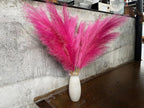 Premium Faux Hot Pink Pampas Grass – Fuchsia 43.3″ 8pcs Tall Fluffy Decor, No Assembly 18-Branch One-Piece Stems for Floor Vase Decor, Luxury Silk-Feel Feather Flowers (8 pcs/110cm)