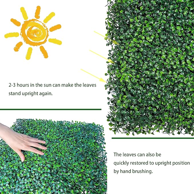 ODTORY Artificial Boxwood Roll,48x120 in (40 sqft) UV-Anti Faux Ivy Boxwood Hedge Leaf Grass Wall for Patio Balcony Privacy, Garden, Backyard Greenery Wall Backdrop and Fence Decor