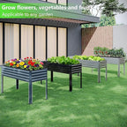 Vengarus Galvanized Raised Garden Bed Outdoor with Legs,48×18×30in Metal Elevated Raised Planter Box for Backyard, Patio, Balcony, 300lb Capacity,Grey(2PCS)