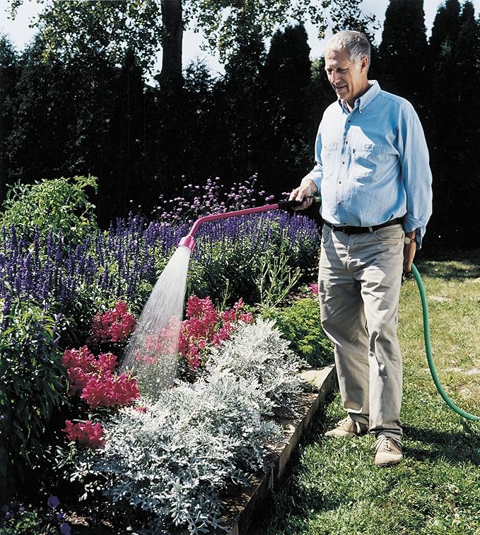 Dramm Sunrise Soft Rain Watering Spray Wand – 30” Long, Red – Gentle Full-Flow Spray with Shut-Off Valve & 8” Foam Grip – Lightweight & Durable for Gardens, Hanging Baskets & Planters