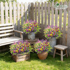Der Rose 24 Bundles Artificial Flowers Bulk for Outdoors UV Resistant Fake Flowers Spring for Garden Patio Porch Farmhouse Home Window Box Decor（Colourful）