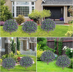 HyeFlora 2 Pack Artificial Topiary Boxwood Ball Trees with Lavender Fake Plants for Outdoor Indoor Artificial Shrubs with Ground Spike UV Resistant Fake Bushes for Front Porch Garden (Purple Lavender)