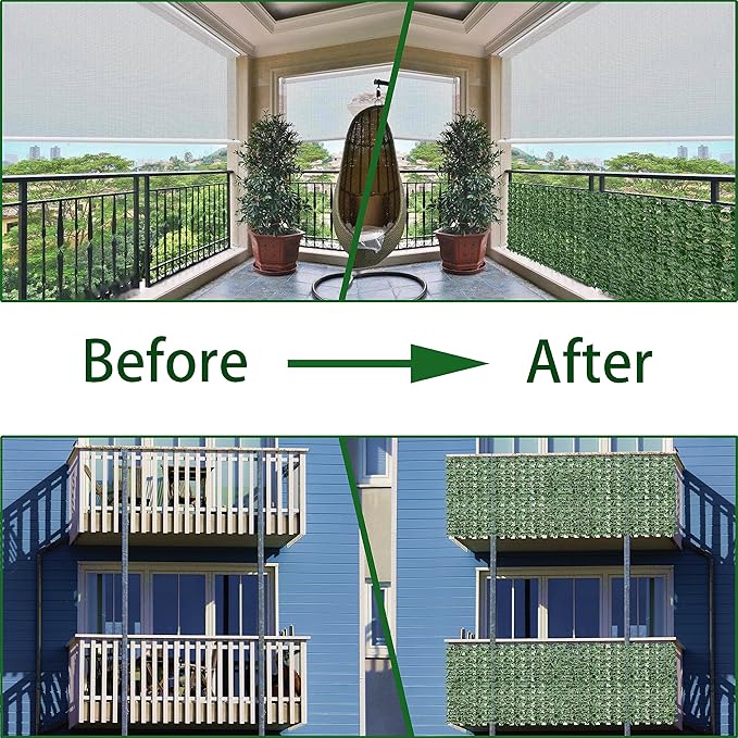 ODTORY Artificial Fence Privacy Screen: 4FT x 50FT UV-Anti Faux Greenery Backdrop Ivy Chain Link Shades Panels for Patio, Balcony, Garden,Deck,Backyard Indoor Outdoor Green Wall Decor