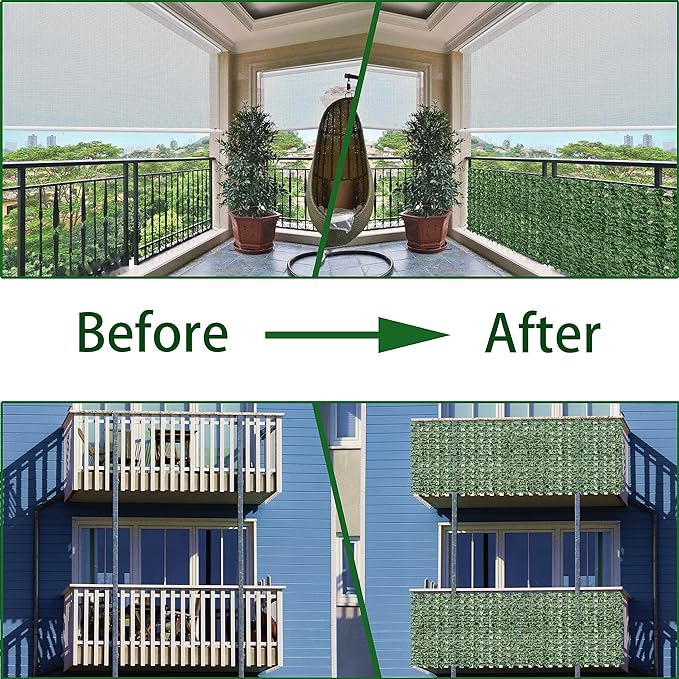 ODTORY Artificial Fence Privacy Screen: 4FT x 20FT UV-Anti Faux Greenery Backdrop Ivy Chain Link Shades Panels for Patio, Balcony, Garden,Deck,Backyard Indoor Outdoor Green Wall Decor