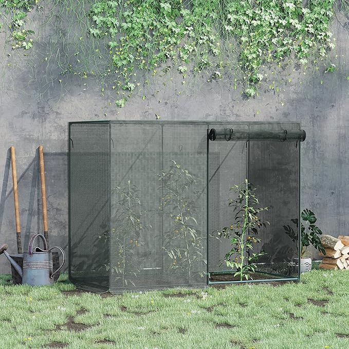Outsunny 6' x 3' x 5' Crop Cage, Plant Protection Tent with Zippered Doors for Vegetable Garden, Backyard, Black