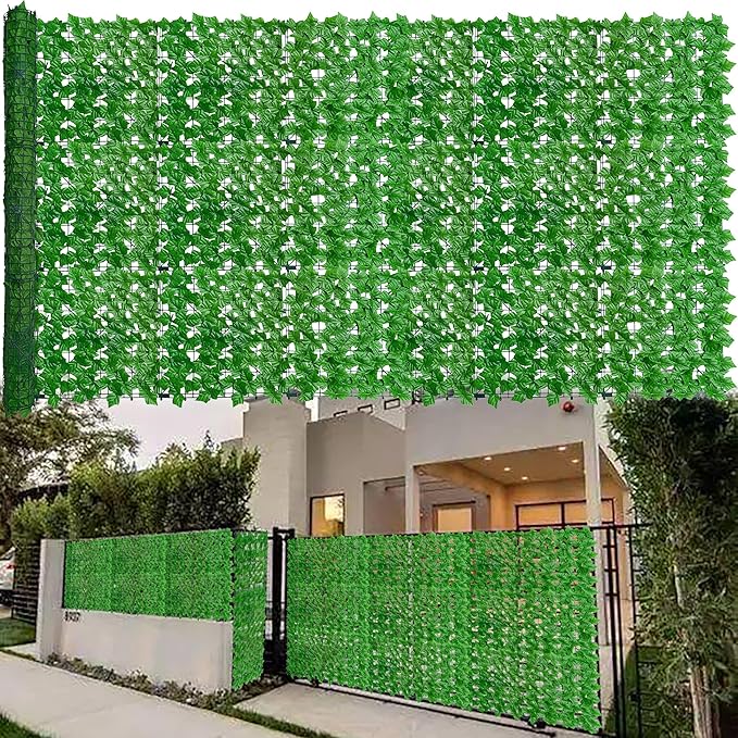 ODTORY Artificial Ivy Fence Privacy Screen,60 x 120 Inch UV-Anti Artificial Fake Ivy Hedge,Light Green Artificial Hedge Backyard Decor for Indoor, Outdoor,Garden,Fence,Balcony and Many Other Scenarios