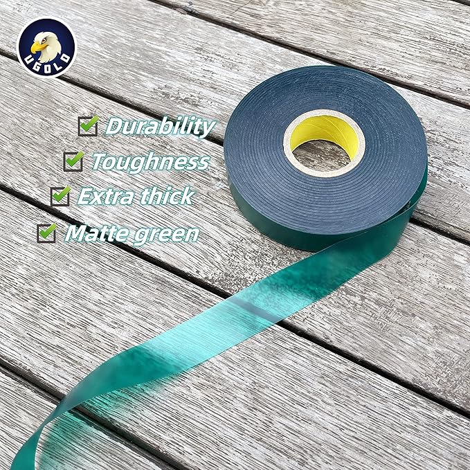 8 mil Extra Thick 150 Feet x 1'' Stretch Plant Tie Tape, Garden Tie for Planting and Grafting, Plant Ribbon for Tomatoes, Grapes and Trees, Green Tie Tape, Garden Stake for Vinyard