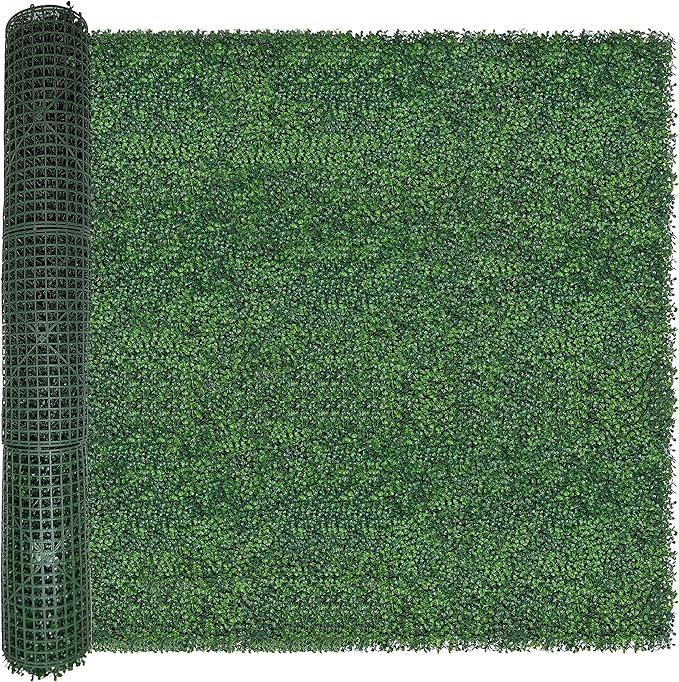 ODTORY Artificial Boxwood Roll: 60 X 120 in (50 sqft) UV-Anti Faux Ivy Boxwood Hedge Leaf Grass Wall for Patio Balcony Privacy, Garden, Backyard Greenery Wall Backdrop and Fence Decor